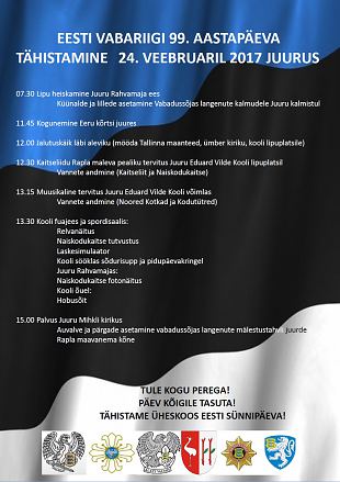 Eesti Vabariigi aastapäeva tähistamine Juurus 24.02.2017