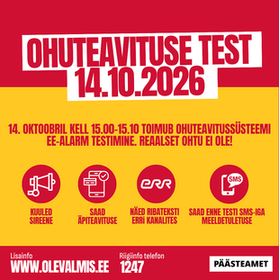 Riikliku ohuteavituse s�steemi testimine 14. oktoobril 2026